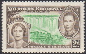 Southern Rhodesia 1937 2d	emerald and sepia (Coronation) MNH