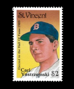 St. Vincent 1989 - Carl Yastrzemski, Baseball Hall of Fame - Individual - MNH