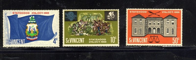 ST. VINCENT #276-278 1969 FLAG & ARMS OF DT. VINCENT MINT VF NH O.G