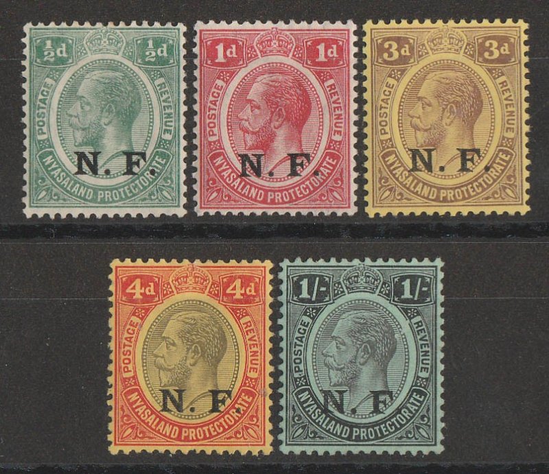 TANGANYIKA 1916 NF overprinted KGV set ½d to 1/-. 