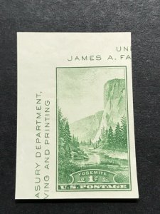 Scott#756 -1935 1c Yosemite, Imperforate Single Stamp issued without gum