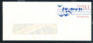 US Scott's # U620-Birds on wires-No. 10 Windowed Env.-Unwatermarked-Unused