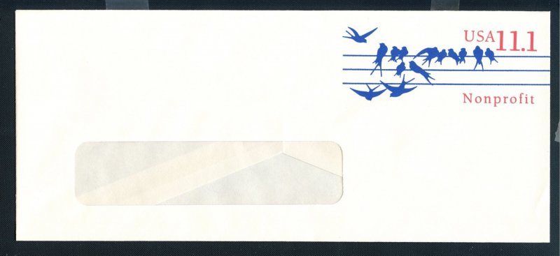 US Scott's # U620-Birds on wires-No. 10 Windowed Env.-Unwatermarked-Unused
