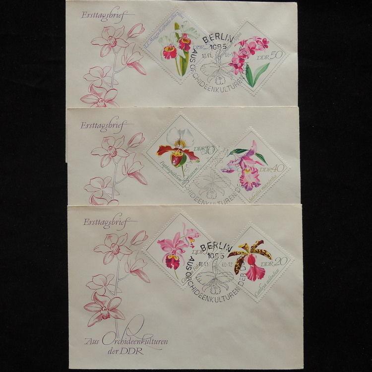 ZS-Q259 FLOWERS - Ddr, 1985 Fdc 3 Different Covers