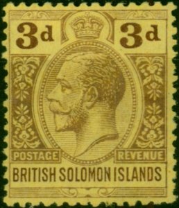 British Solomon Islands 1923 3d Purple-Pale Yellow SG28 Fine & Fresh VLMM