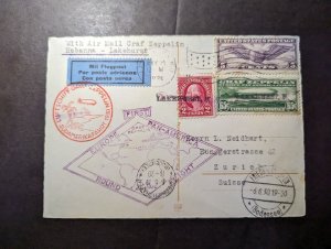 1930 USA LZ 127 Graf Zeppelin PPC Postcard FFC Cover to Zurich Switzerland #C13