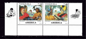 Venezuela 1451a NH 1991 America Issue in a pair