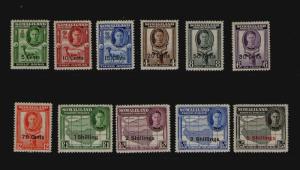 Somaliland 1951 KGVI SG 125-135 set fo 11 MH