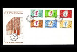 Saint Vincent  Map and Postmark Stamps on FDC