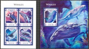 Maldive Islands 2018 Marine Life Whales sheet MNH