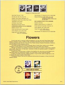 USPS SOUVENIR PAGE FLOWERS (4) 2001