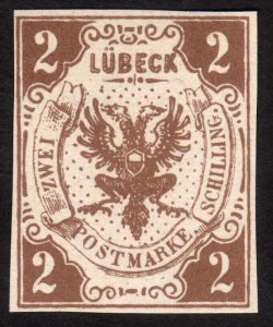 1859, Germany Lubeck, 2Sch, MNG, Sc 3, Reprint