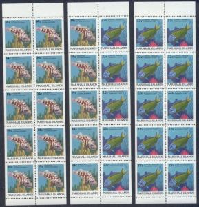 Rep.Marshall Isl. 3 MNH - Unfolded Unbound Fish Booklet Panes of 10