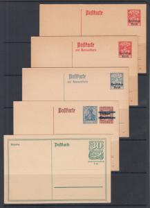 Germany Mi P141I/P146I unused. 1921-22 Postal cards, 5 different, sound, F-VF