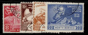 NORTH BORNEO GVI SG50-53, anniversary of UPU set, FINE USED.