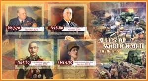 Stamps. Famous people.  Politicians, WW II 2019 1+1 sheets perforated