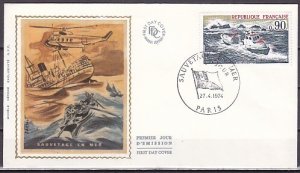 France, Scott cat. 1401. Sea Rescue issue. Silk Cachet First day cover. ^
