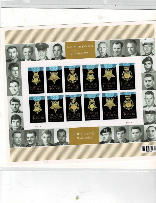 Medal of Honor Vietnam Forever US Postage IMPERF Sheet of 20 stamps #4822a-23a