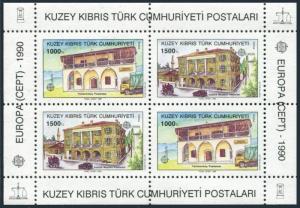 Turkish Cyprus 270a sheet, MNH. Michel Bl.8. EUROPE CEPT-1990. Post Offices.