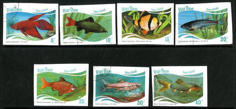 VIETNAM 1831-7 USED IMPERF SCV $12.00 BIN $4.00 MARINE LIFE