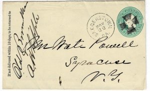 1870's Saegerstown, Penn. Iron Cross cancel on 3c stationery cover