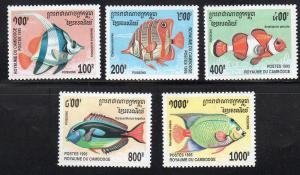 Cambodia 1466-70 - Mint-NH - Fish (cv $6.25)