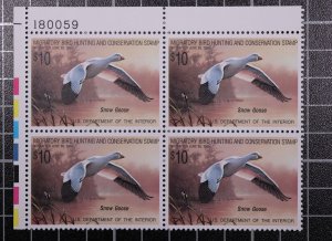 Scott RW55 1988 $10.00 Duck Stamp MNH Plate Block UL 180059 SCV - $70.00