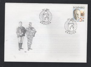 Slovakia #371  (2001 Janko Blaho Singer issue) on unaddressed FDC