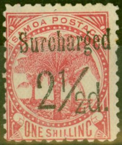 Samoa 1898 2 1/2d on 1s Dull Rose-Carmine SG86 Fine Mtd Mint (15)