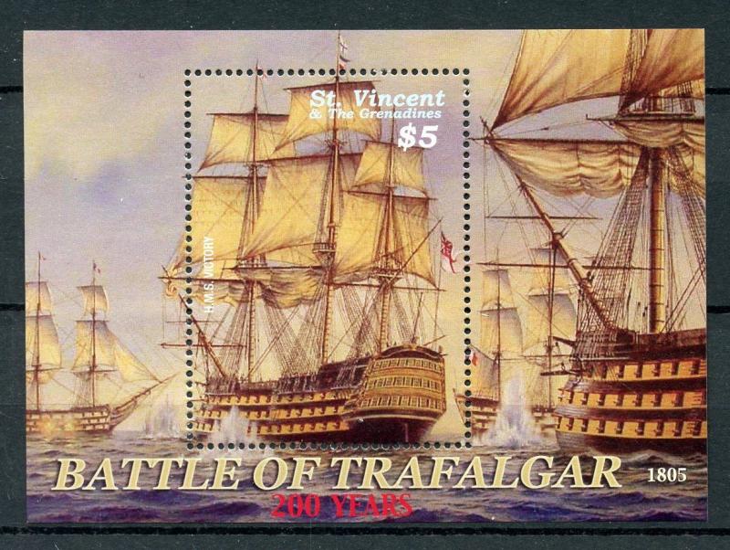 St Vincent & Grenadines 2005 MNH Battle of Trafalgar 200 1v S/S II Ships Stamps