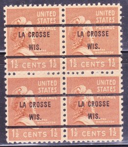 Precancel - Bureau Issue - La Crosse, WI PSS 805-71 Block of 4 - MH
