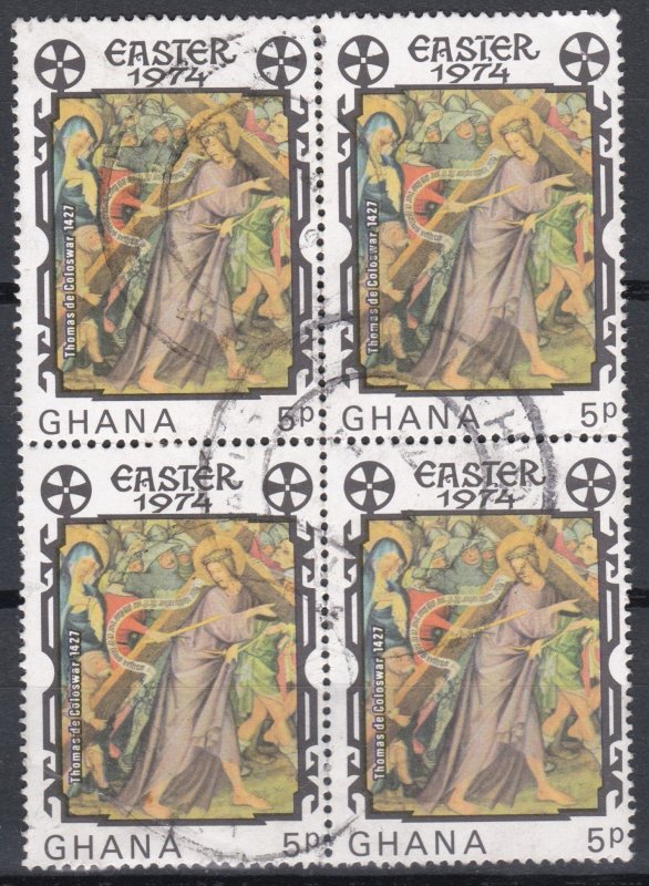 Ghana 1974 Sg700 5p Multicoloured Used Block Of 4 Easter