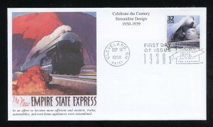 US 3185k Celebrate Century 1930s Streamline design UA Mystic cachet FDC