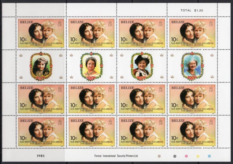 Belize 1995 Sc#757/760 QUEEN MOTHER 85th/Diana 4 Mini-Sheetlets Unfolded MNH