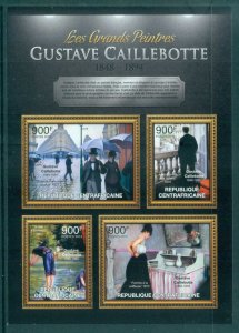 Central African Republic 2013 Art, Painting, Gustave Caillebotte MS MUH CA13123a