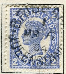 AUSTRALIA; QUEENSLAND 1906 early classic QV issue fine used 2d. value