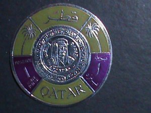 QATAR-1966 SC# 99 SHEIK AHMAD COIN-GOLD FOIL STAMP-MINT  VERY FINE