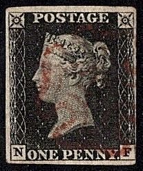 GBR SC #1 U (N,F) 1840 Q Victoria 4 margins (close @ LR) w/red cancel CV $375.00