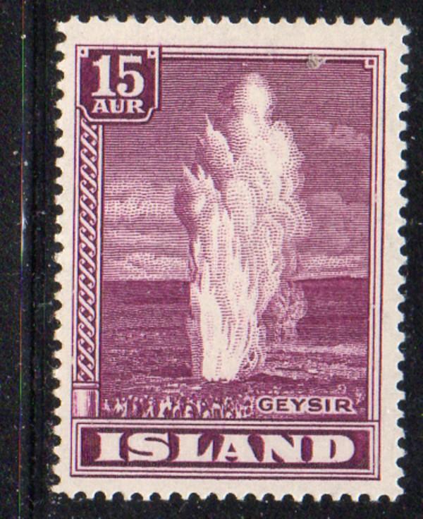 Iceland Sc 203 1938 15 aur Geyser stamp mint