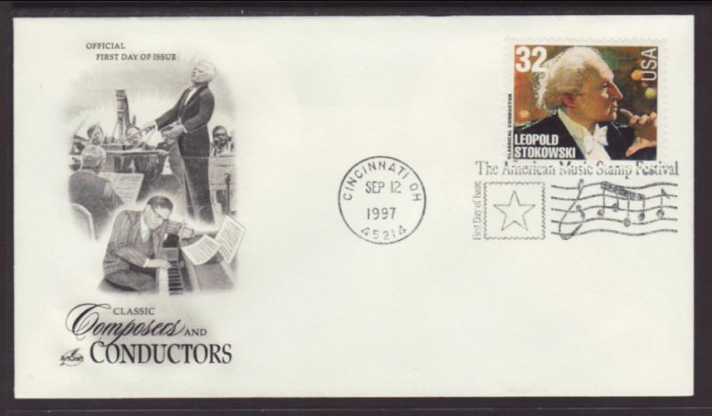 US Leopold Stokowski Conductors 1997 Artcraft U/A FDC BIN