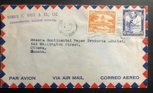 1943 Georgetown British Guiana Commercial Airmail Cover To Ottawa Canada