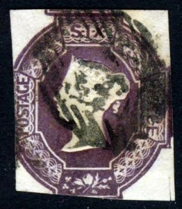 GB Queen Victoria 1854 6d. Mauve Embossed Watermark VR SG 58 Spec H3[1] VFU