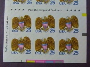 U.S.# 2431a(BC52)-MINT/NEVER HINGED--BOOKLET PANE OF 18--SHIELD & EAGLE--1989