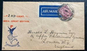 1929 Karachi India Second Flight Airmail cover FFC To London England