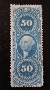 US #R55 Mint No Gum 50c Revenue Stamp Entry of Goods VF 1872