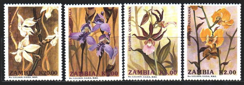Zambia. 1992. 595-98. flowers, flora. MNH.