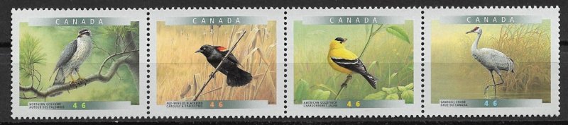 1999 Canada Sc1973a Birds MNH strip of 4