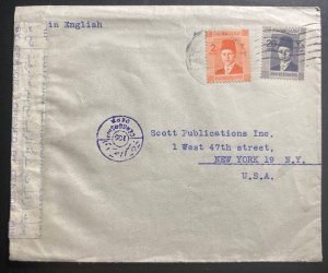 1940 Cairo Egypt Censored Cover To Scott Publication New York USA