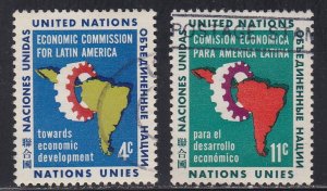 United Nations - New York # 93-94, Map of Latin America, Used, 1/3 Cat.