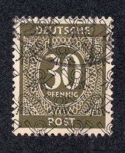 Germany 1948 30pf olive Overprint, Scott 595 used, value = $6.75